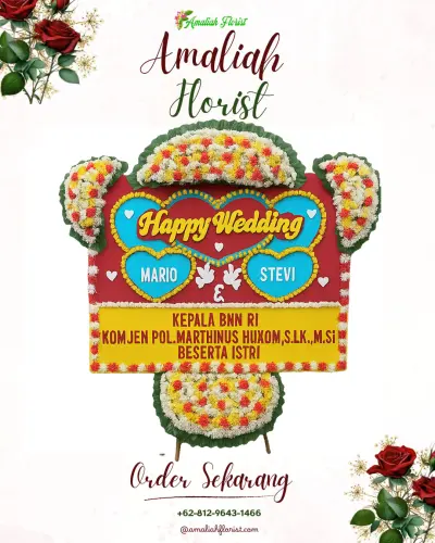 Karangan Papan Bunga Pernikahan di Pondokaso Tengah